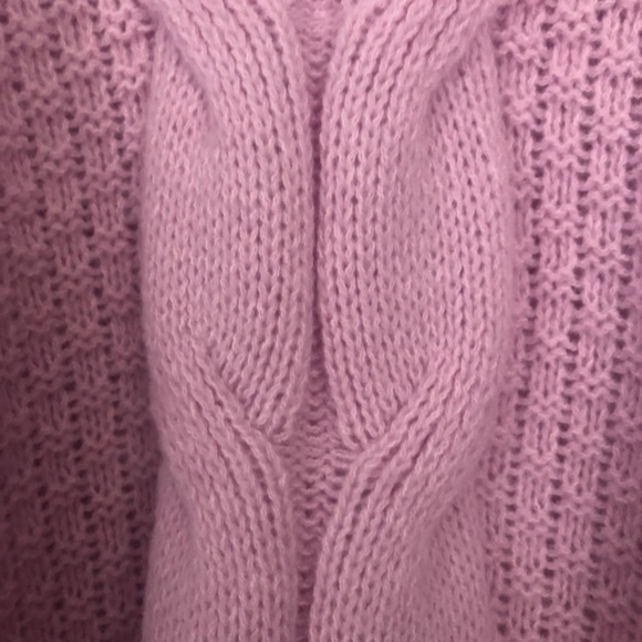 NWT Light Purple Woven Heart Cable Knit Sweater OverSized Turtle Neck Womens XL - Picture 4 of 5